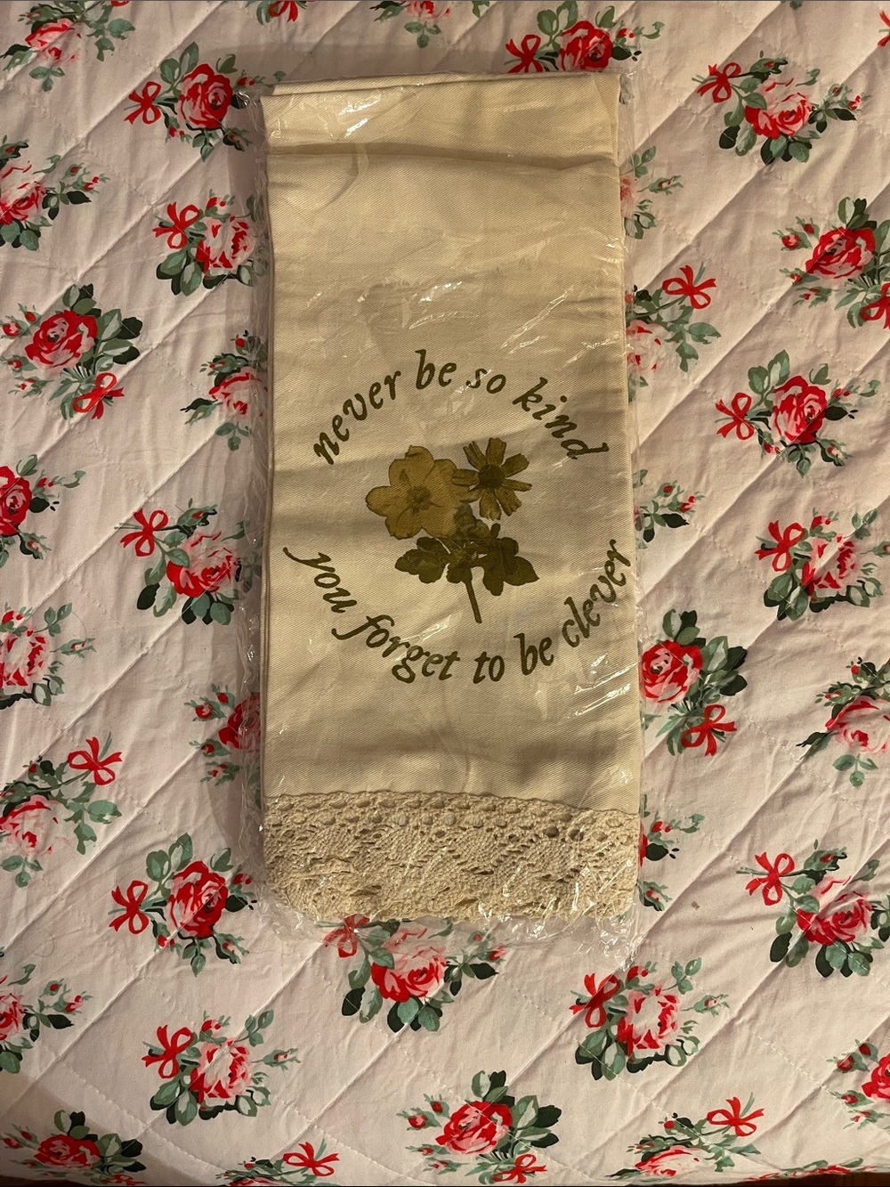 Taylor Swift Embroidered Floral Kitchen Towel - Cream